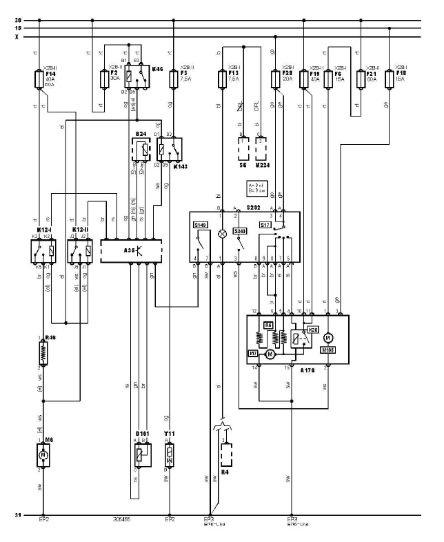 schéma cablage commande manuelle climatisation boite fusible plaque relais moteur renault scénic 1.4 l année 1999-2003